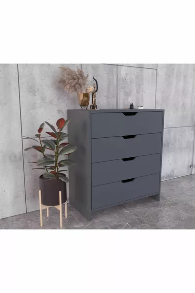 Efes 4 Schubladen Anthrazit Kommode