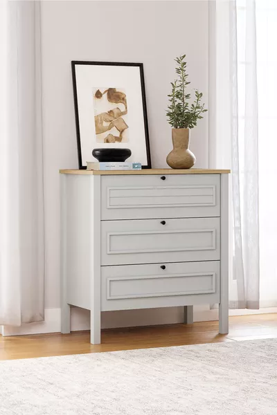 Taiga 3-Drawer Dresser, Laundry Hamper, Bedroom, Baby Room, Gray