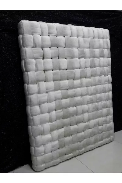 Design Single-Person Knitted Cream Bed Headboard