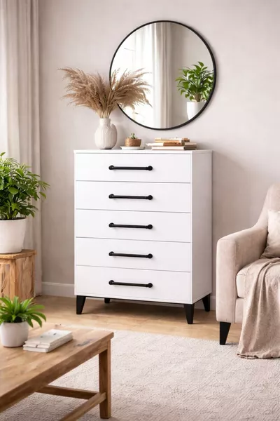 Ästhetische und funktionale Kommode, MDF-Material der 1. Klasse, stilvoller Schubladenschrank