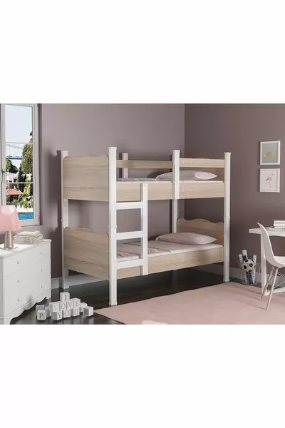 Уютная двухъярусная разборная кровать с лестницей, см (несущая часть из МДФ - 2 варианта цвета)