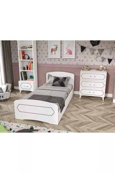 Hayal Modern Youth Bedroom Set White - 4 Pieces, Made Entirely of Premium MDF