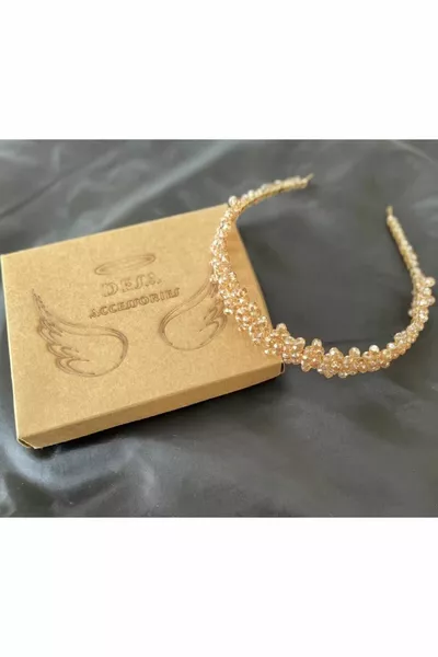 Gold Crystal Stone Tiara, Engagement Wedding Hair Accessory