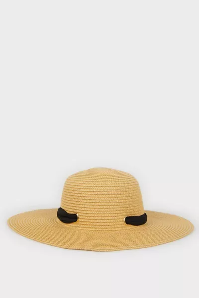 Women's Straw Hat with Ribbon Detail SM