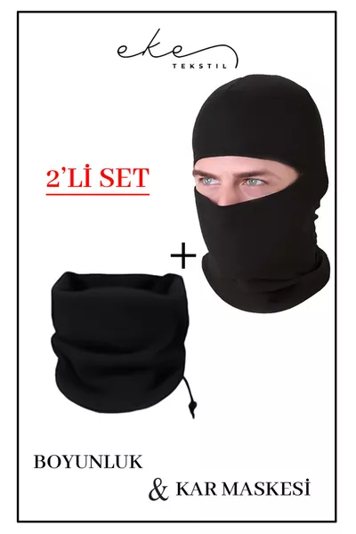 طقم مكون من قطعتين: وشاح قطبي مقاوم للبرد وقناع وجه قطبي للثلوج
