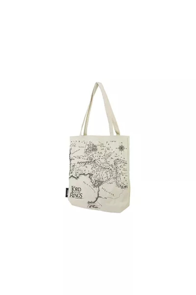 خريطة عالم ميدل إيرث من سيد الخواتم حقيبة قماشية كريبردين كريم