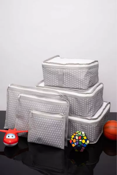 حقيبة خروج المستشفى للمواليد بتصميم نقاط فاخرة، 6 قطع منظِّمة