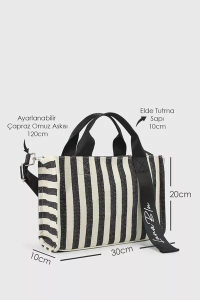 Kadın Kanvas Sap Detaylı Çapraz Askılı Çanta