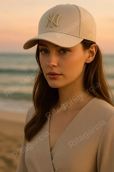 قبعة بيج مطرزة بنمط Ny للجنسين