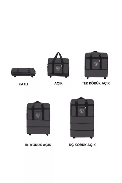 -Wheel Three-Bellows Rolling Suitcase - Jumbo Bag