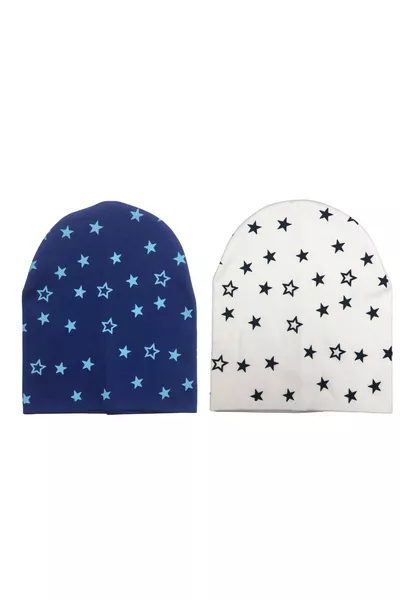 2-Pack Double-Layer Cotton Jersey Star Baby Hat