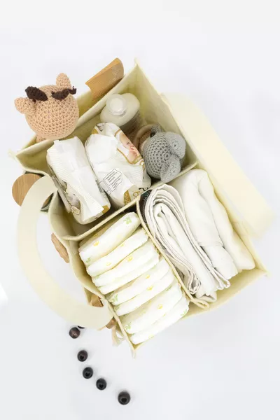 حقيبة العناية بالطفل من اللباد لأمهات الأطفال، منظم لتغيير حفاضات حديثي الولادة، منظم محمول، بيج