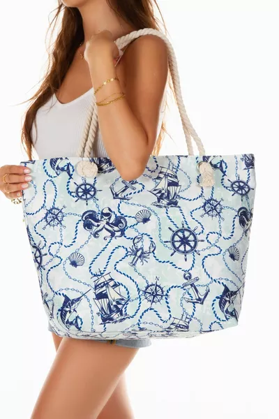 Kadın Fermuarlı Plaj Çantası Desenli Plaj Çantası Günlük Çanta Piknik Çantası