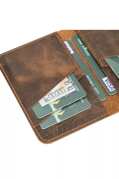 Enrico Slim Кожен Калъф за Банкноти Античен Светлокафяв