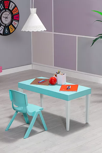 Tavolo per bambini da asilo nido Junior Rettangolare Ergonomico Confortevole - Turchese
