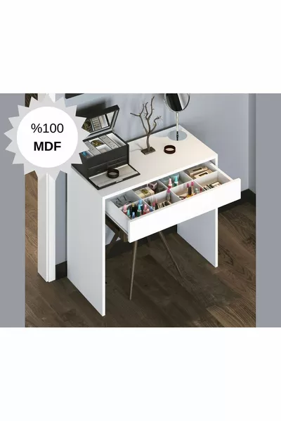 Table de maquillage MDF Arya Novella Mode avec tiroirs, blanche