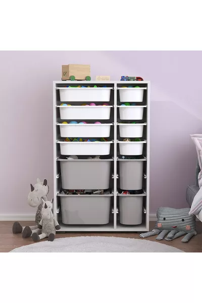 Игровой шкаф Rine с корзиной, многофункциональный, серо-белый