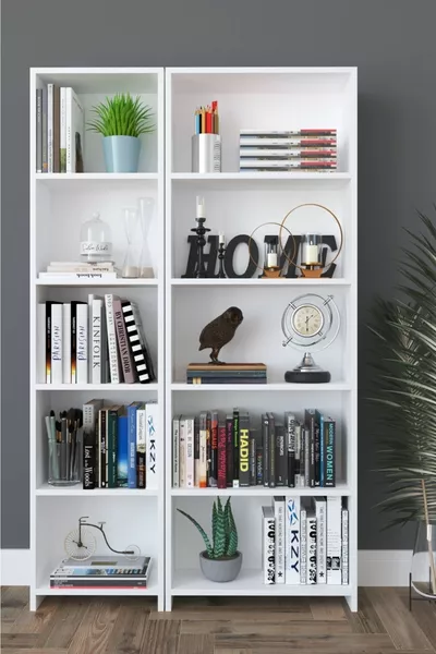 -Compartment Montessori Bookshelf White