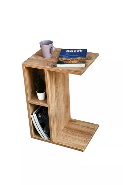 طاولة جانبية مع رف وخزانة