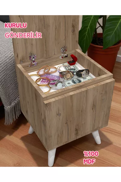 خزانة جانبية من جيملي مع مقصورة مخفية، مصنوعة من MDF، مركبة، لا تحتاج إلى تجميع