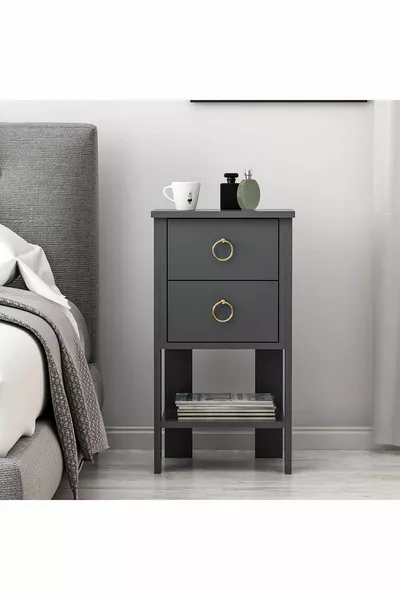 خزانة جانبية جواهري بمرتبتين - أنثراسايت