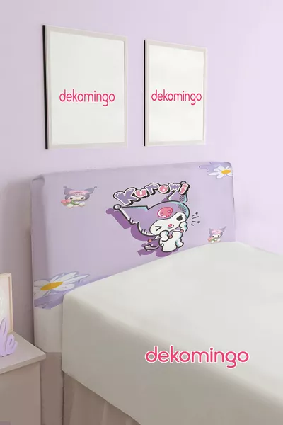 Floral Lilac Kuromi Patterned Bed Headboard Cover (Single)
