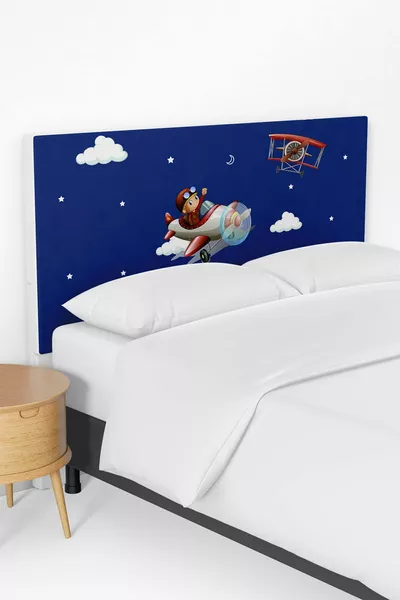Pilot Airplane Pattern Children's Room Bed Base Headboard Cover