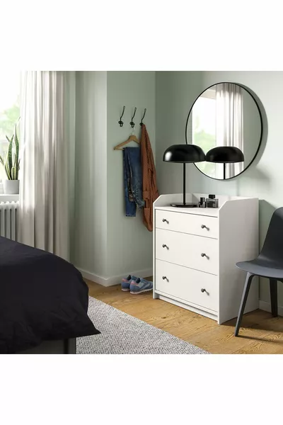 دولاب ثلاثي الأدراج، أبيض، سم