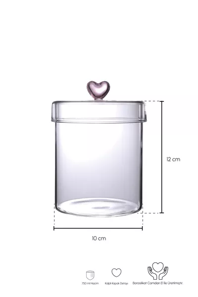 Bocal en verre borosilicate Hearts  ml  cm