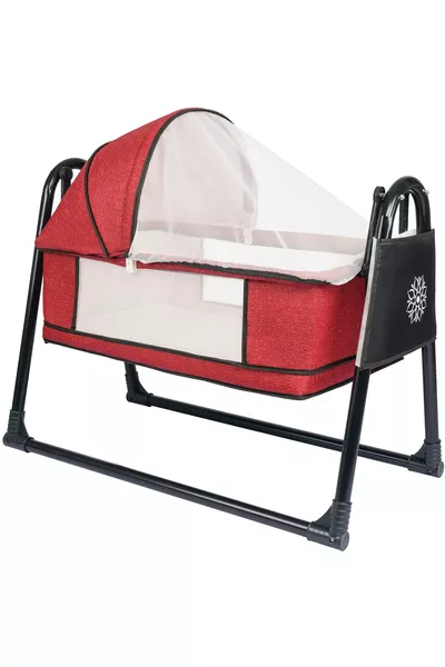 سرير أطفال محمول من Btrend Mercan Black مع جيب وهدية، سرير هزاز، سرير أرجوحة للأطفال