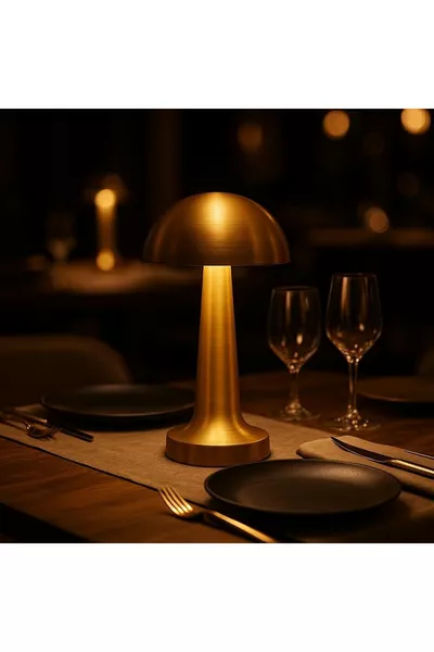 Настольная лампа в виде гриба, золотого цвета, беспроводная с LED, 3 цвета, сенсорная, с зарядкой