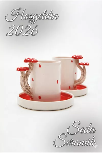 Ръчно изработен комплект за кафе Dila Design, 4 части, за 2 души, с керамични чаши с тапи тип гъба,  мл.