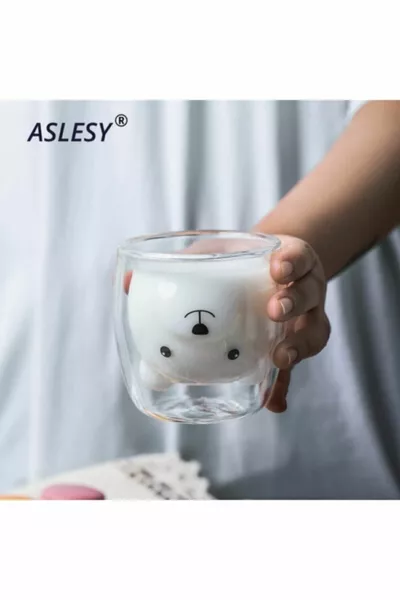 Doppelwandiges Design-Glasbecher Bär und Katze Geschenkartikel Bär und Katze Doppelwandglas