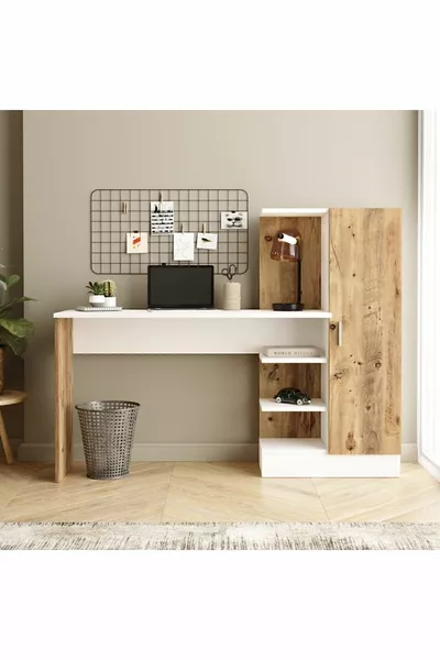 Бюро с библиотека Laura, детско бюро Атлантическа бяла бор -AW