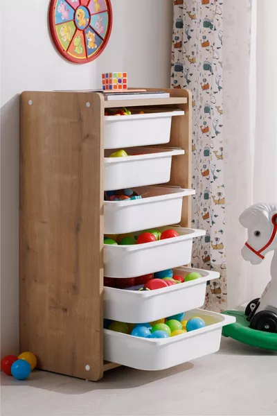 Bw  Kinder Speelgoedkast - Speelgoedkist - Ovale Rand - 6 Planken - Hout -  cm