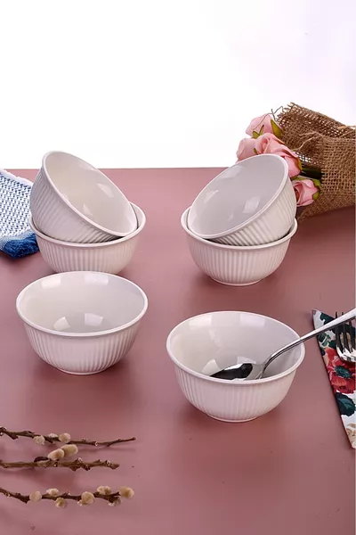 طقم 6 أوعية شوربة دائرية من كوتاهيا، طقم وجبات خفيفة لستة أشخاص