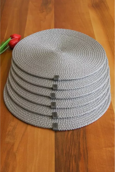 Amerikan Servis Runner 6 Lı Sunum Supla m&ro GRİ Takımı Örgü Tabak Altı Yanmaz (GRİ)