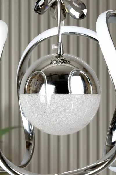 Clasy Modell Chrombeschichtetes Metall Wohnzimmer Küche Esszimmer Schlafzimmer Modern LED Hängeleuchte Weißes Licht