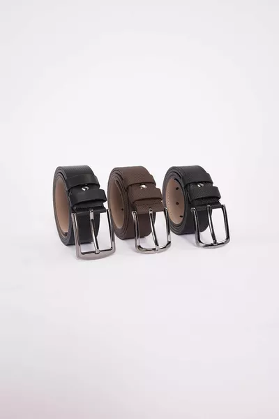 Men's 3-Piece Set 4 cm Sport Black-Brown-Navy Belt