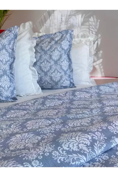 Damask Pattern Blue Luxury Duvet Cover Set - Single Bed, 1st Quality