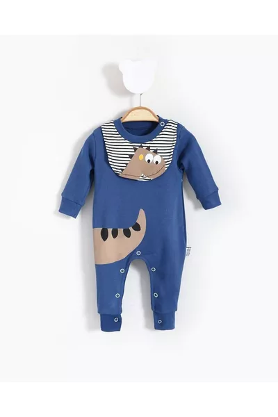Babystrampler mit Dinosaurier-Motiv und Latzdetail