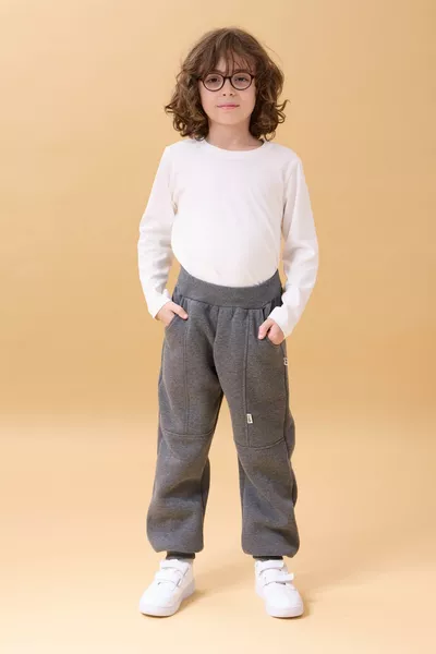Thick Jogger Pocketed Unisex Kids Sweatpants Anthracite