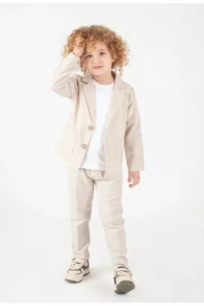 Ensemble de sport pour garçon avec veste en lin et t-shirt blanc / Costume / Tenue de marié / Tenue pour occasions spéciales