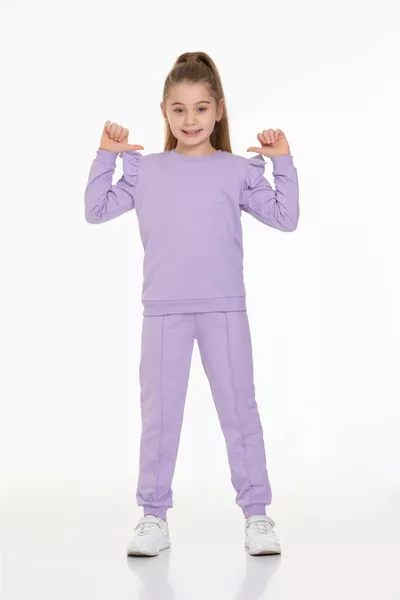 Girls' Ruffled Sleeve Seasonal Top and Bottom Set