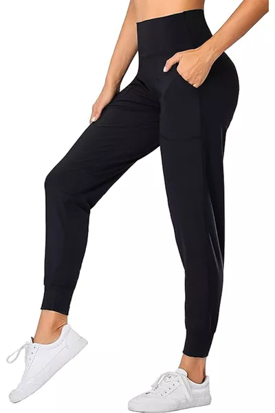 Damen Hochbund Jogger Trainingshose Leggings Joggers