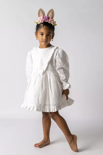 Белое длинное платье с кружевом для девочек - Адель