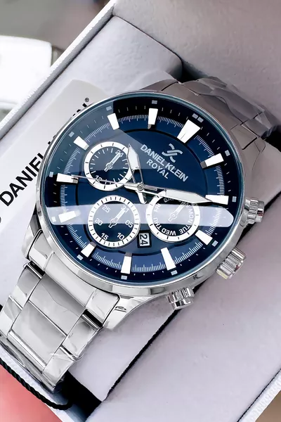 Damat Erkek Kol Saati Gümüş Renk Çelik Kordon Bileklik Hediyeli 