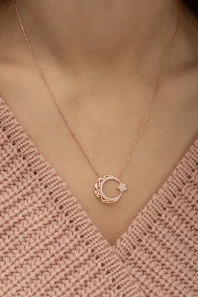  Ayar Rose Ayyıldız Kadın Gümüş Kolye