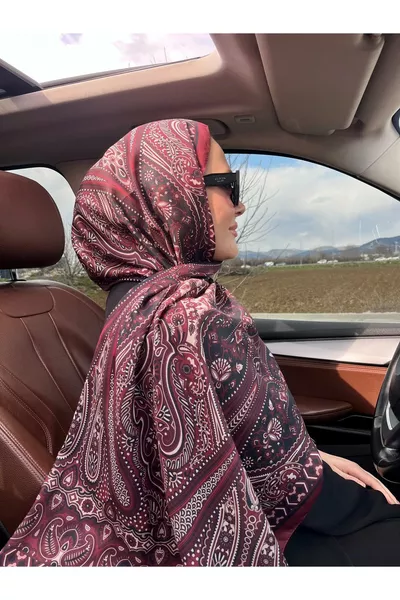 Этнический ретро узор, хлопковый бордовый платок