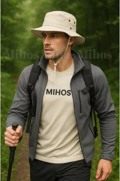 قبعة سفاري بيج – قابلة للتعديل، قماش قابل للتنفس، قبعة صيفية للجنسين